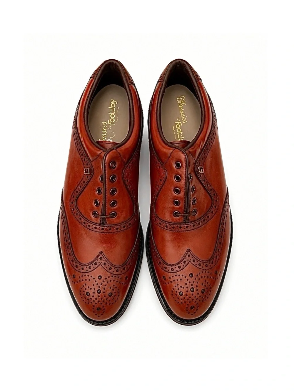 FootJoy Classics Golf Shoes | Calfskin Leather Cognac Wingtip | Men’s Size 10D